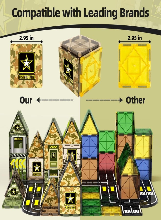 GobiDex Magnetic Tiles Army Toys, Military Magnetic Building Blocks for Kids 3-5 4-8 Girls Boys Toys Age 4-6 6-8, STEM Sensory Army Men Toddler Birthday Gifts for 3+ Year Old Kids Toy - Image 3